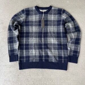 NWT Barque Men's Wool Blend Plaid Check Crewneck Sweater Pullover Size M